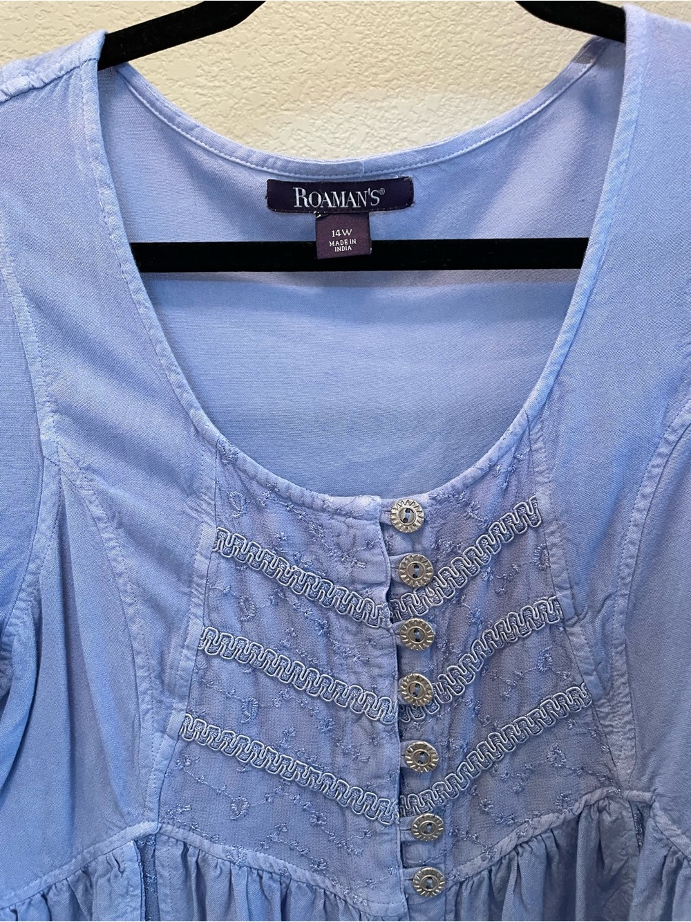 Bohemian Button-Front Peasant Top - Picture 2 of 6